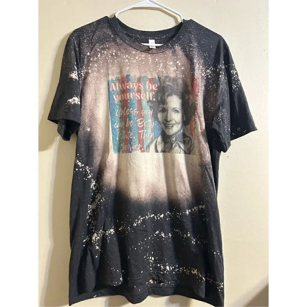 Handmade bleached Betty white tee shirt size large